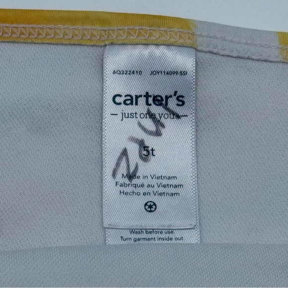 Carter's Toddler Girls Short Sleeve Tankini Set 5T Lemons Yellow White Swim - Picture 3 of 9